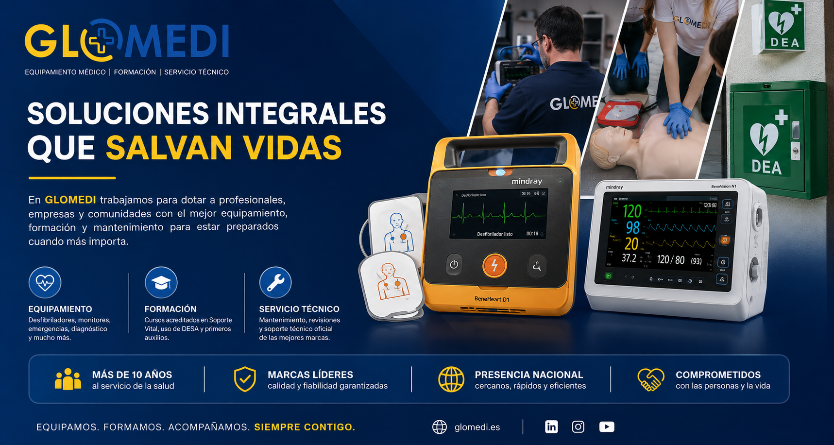 Soluciones integrales de equipamiento médico, formación y servicio técnico de Glomedi